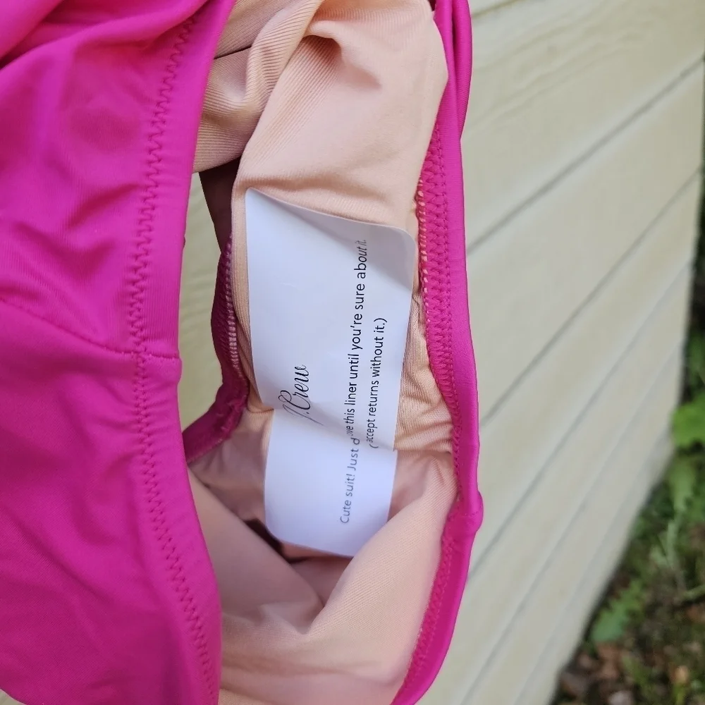 NWT J. Crew hot pink ruched v-neck one piece swimsuit size 2